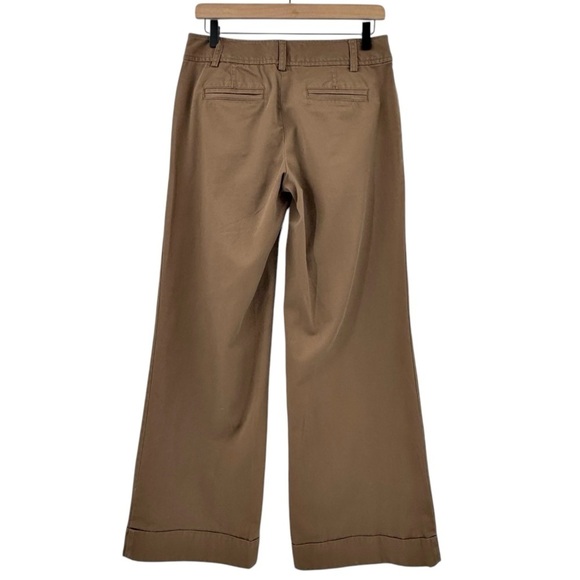 Vintage 2000s Low Rise Wide Leg Trousers Brown Chinos 100% Cotton | Size 6 - Picture 4 of 8